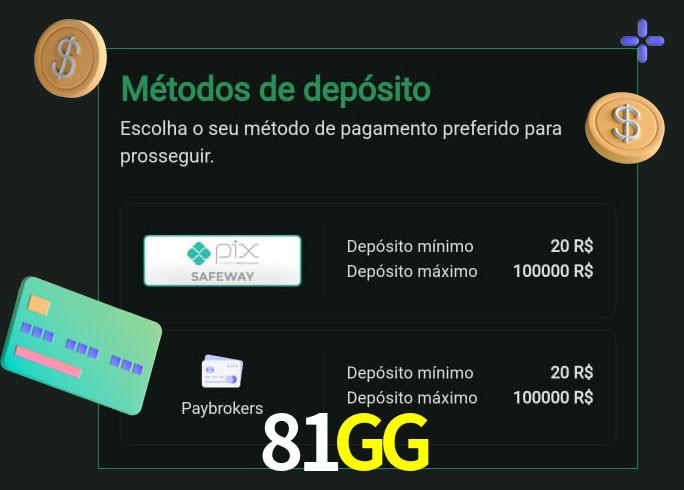 O cassino 81GG oferece uma grande variedade de métodos de pagamento